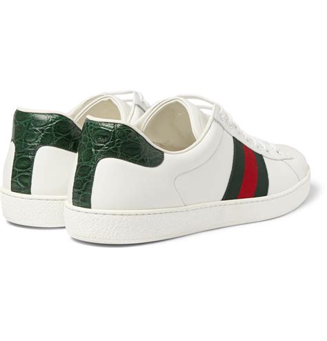 gucci crocodile trimmed leather sneakers|gucci ace sneakers sale.